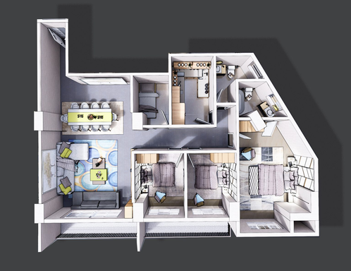 Floorplan for Unit 3BR-C
