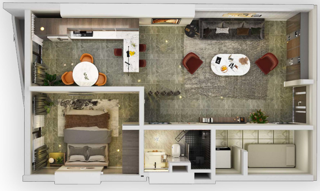Floorplan for Unit 1BR-1