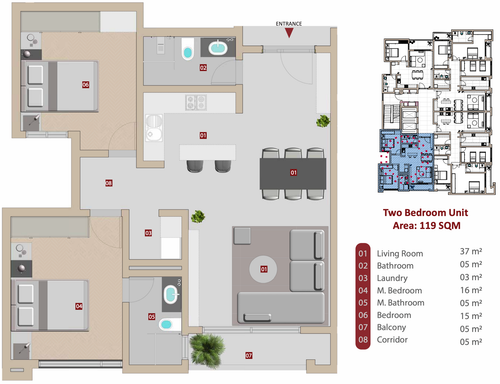 Floorplan for Unit 2A
