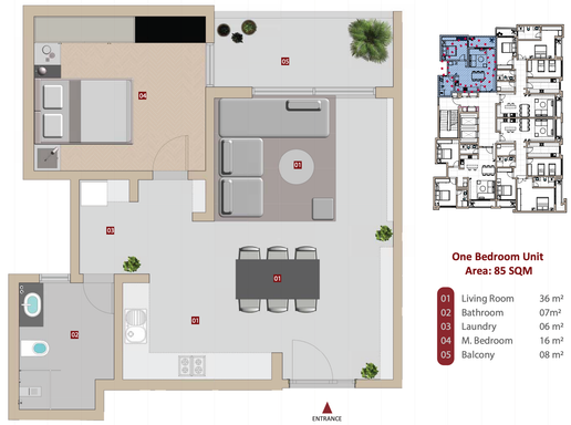 Floorplan for Unit 1A