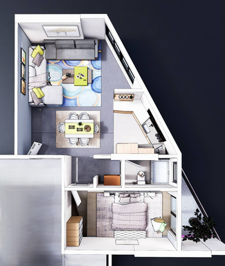 Floorplan for Unit 1BR